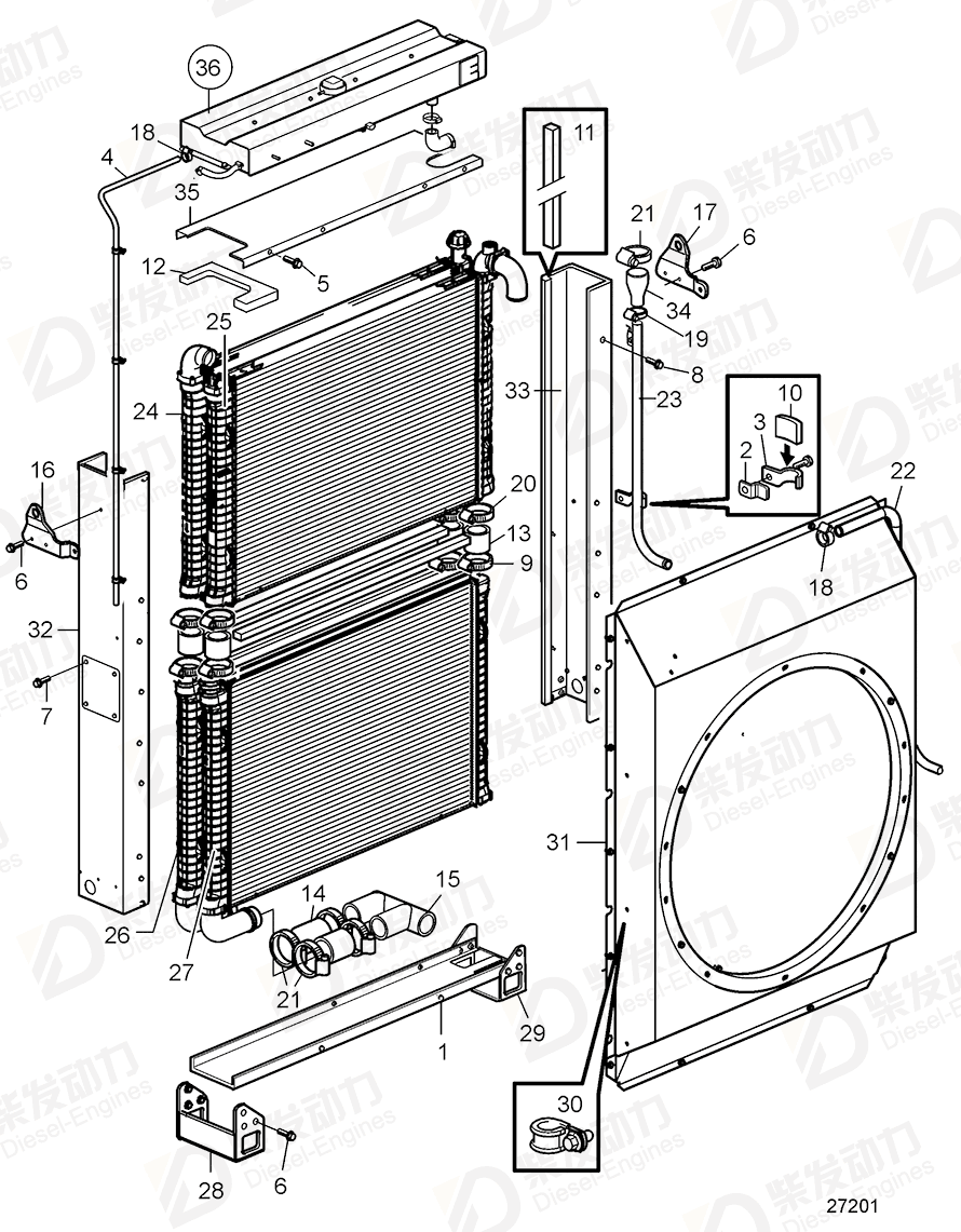 VOLVO Radiator 22075304 Drawing